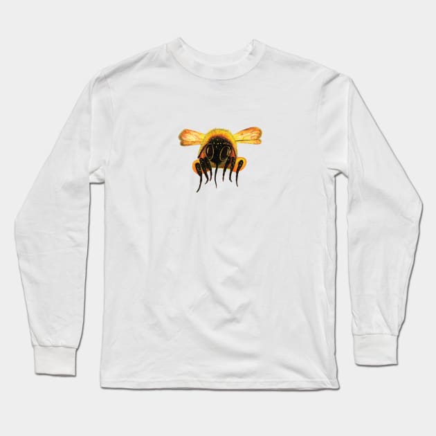 Bumble Bee Face Dusted With Pollen Long Sleeve T-Shirt by Julia Doria Illustration